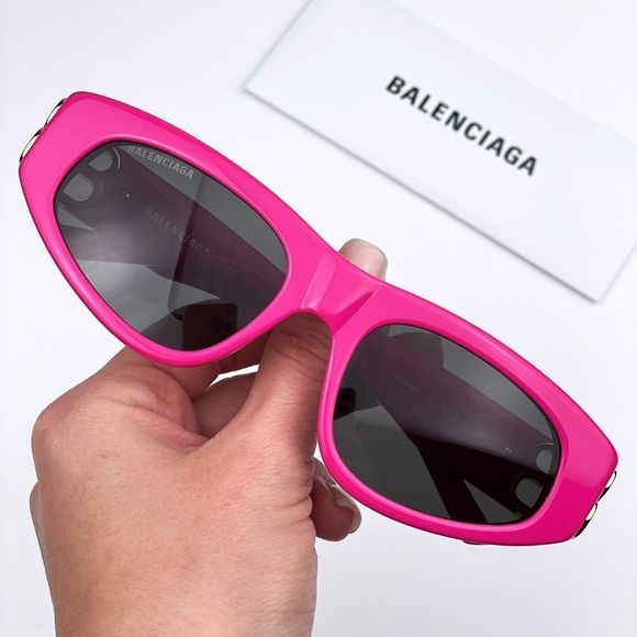 Balenciaga BB0095S 006 Sunglasses Pink Gold Logo Grey Cat Eye Women main image 10